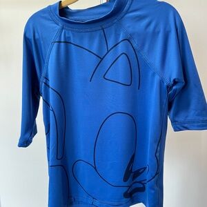 Blue Rashguard with Abstract Design and 3/4 Sleeves